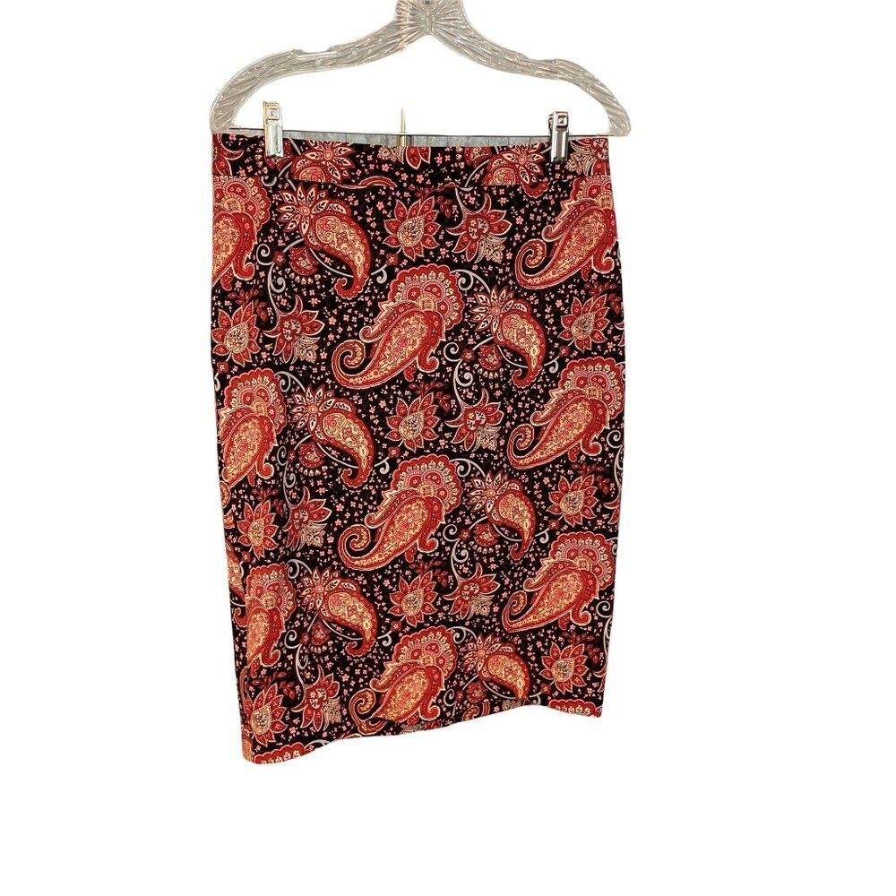 Talbots NWT Paisley Decorated Pencil Cotton Blend Skirt Size 10P